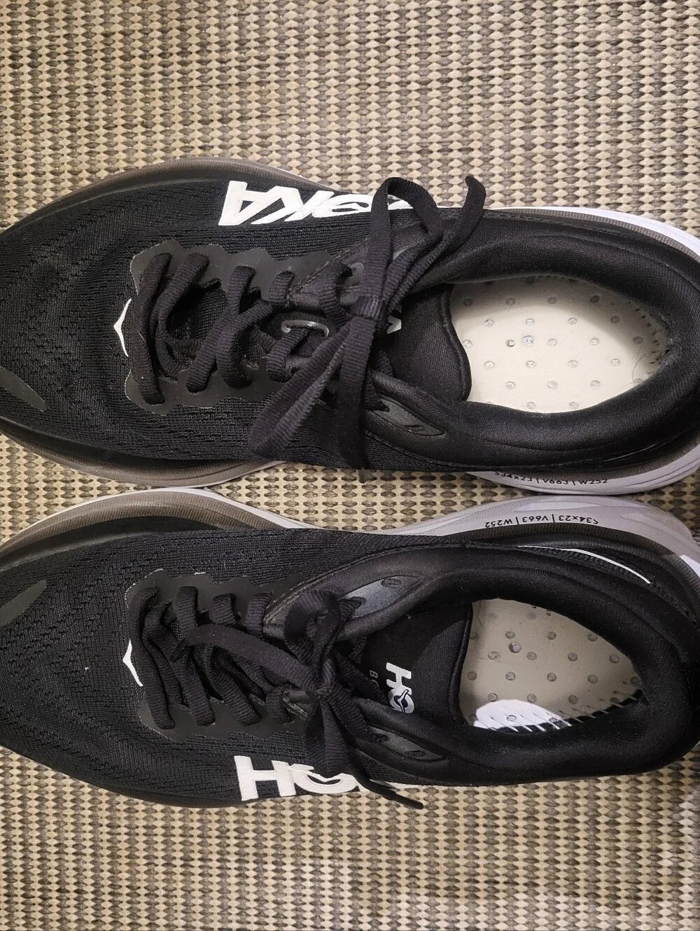 Hoka Bondi 8 Black White Max Cushion Running Shoes Womens 6.5 B